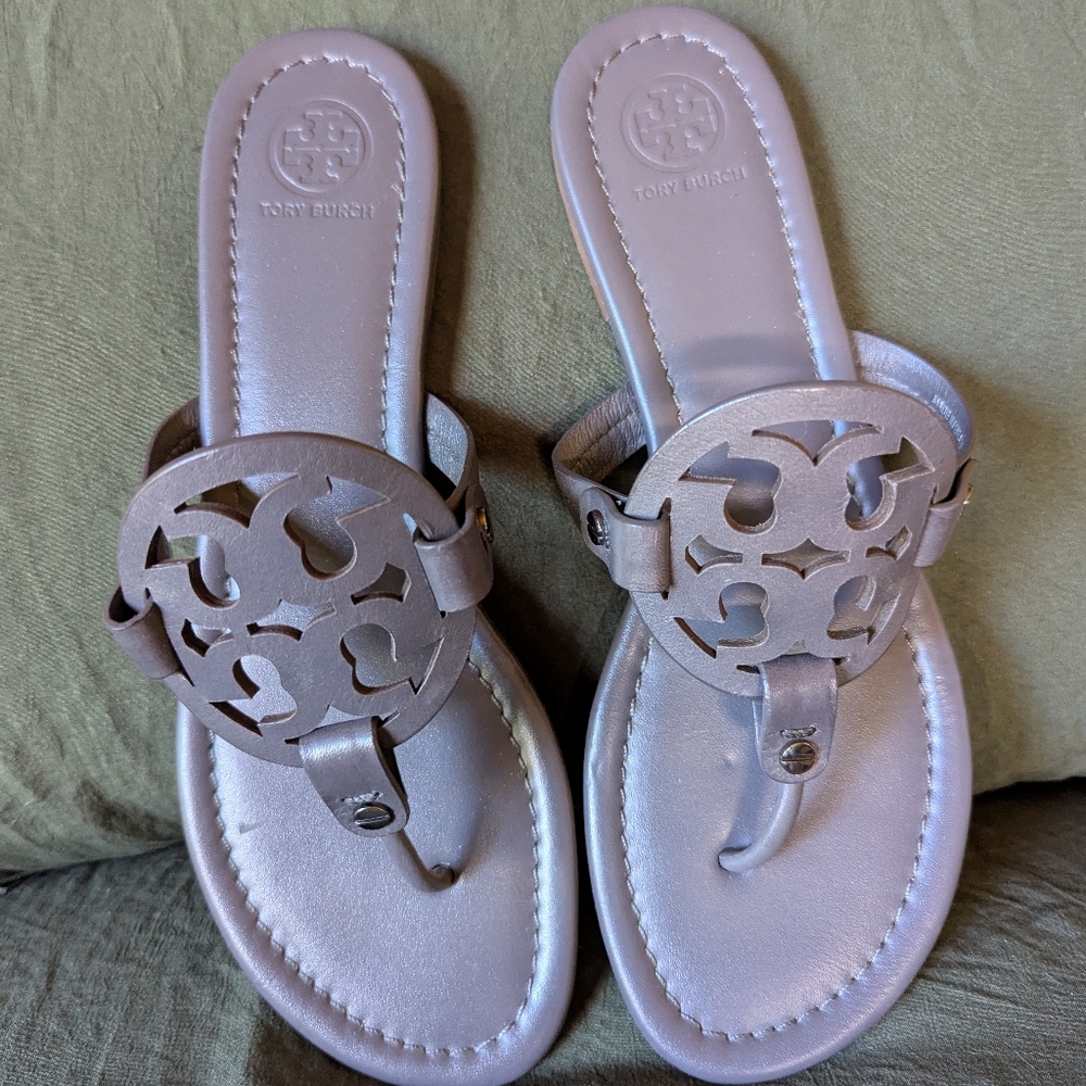 Tory Burch Gray Leather Sandals